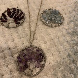 Crystal tree necklace pendants.